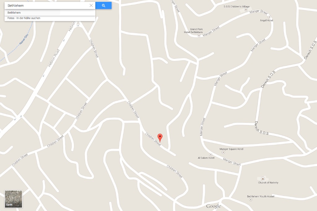 Screenshot Google Maps von Bethlehem.