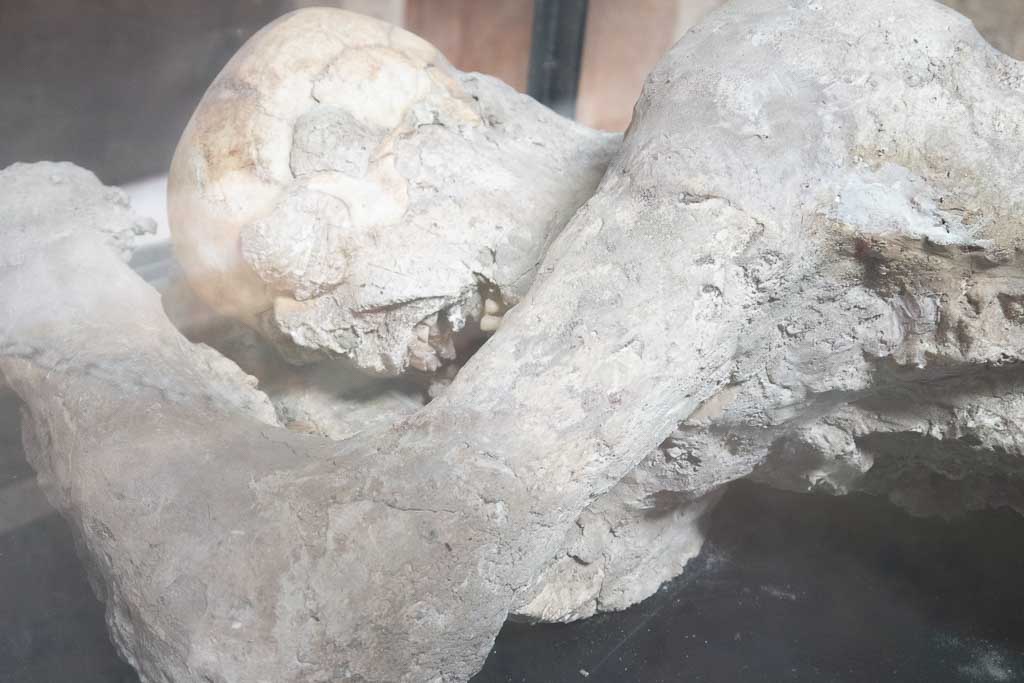 Abguss eines menschlichen Körpers aus Pompeji.